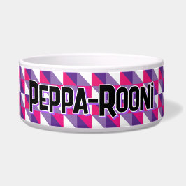 Retro Abstract Geometric Pink Purple & White Name Napf