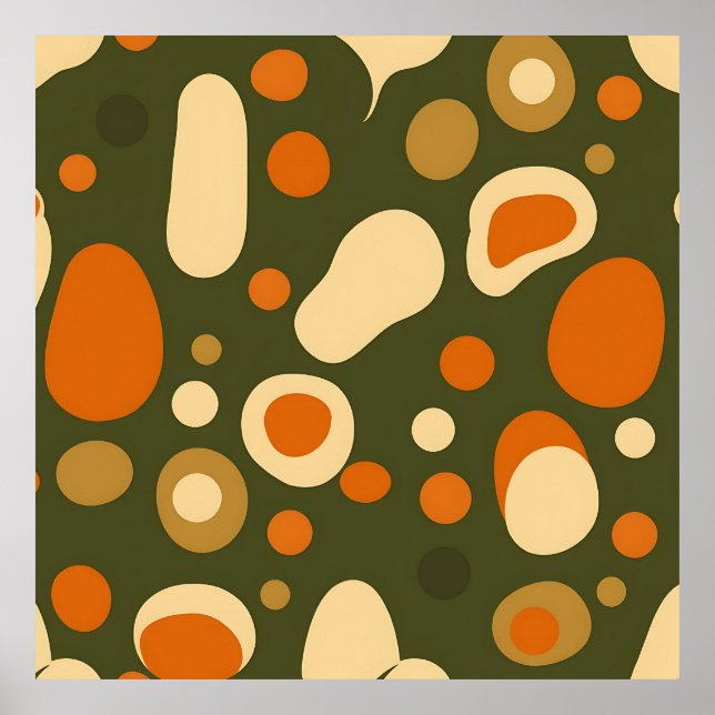 Retro Abstract Organic Shapes Pattern Poster (Vorne)