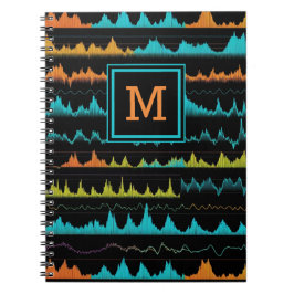 Retro Abstract Sound Wave Pattern Monogram Notizblock
