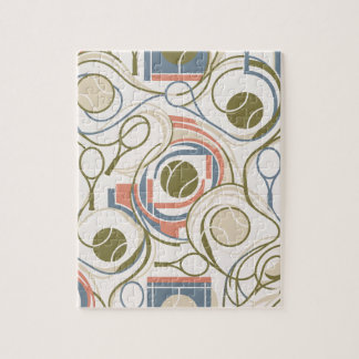 Retro Abstract Tennis Rackets & Balls Puzzle