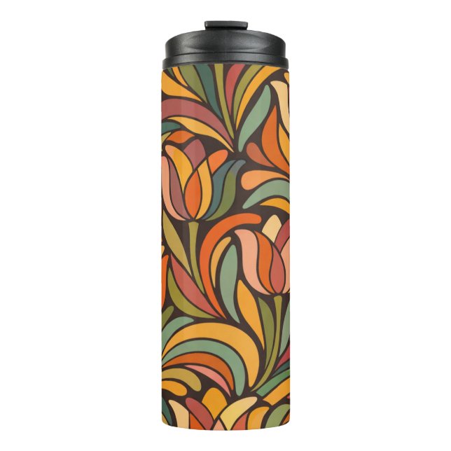 Retro Abstract Tulip Floral Pattern Thermosbecher (Vorderseite)