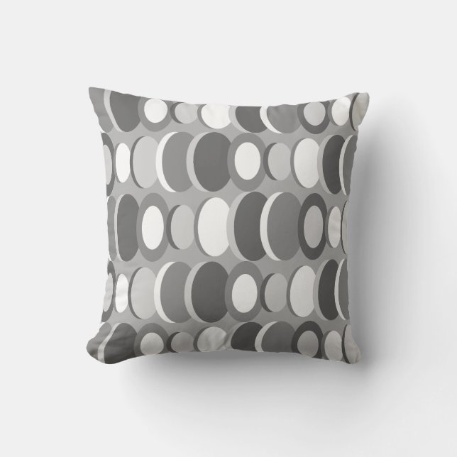 Retro Abstrakt Art Circles Grau Kissen (Vorderseite)