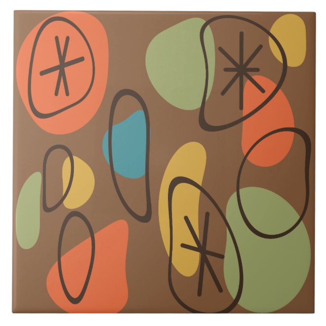 Retro Abstrakt Art Rocks Mehrfarbige Dunkelheit Fliese (Vorderseite)