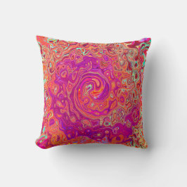 Retro Abstrakt Coral und Lila Marmorwirbel Kissen