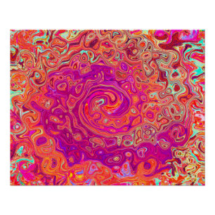 Retro Abstrakt Coral und Lila Marmorwirbel Poster