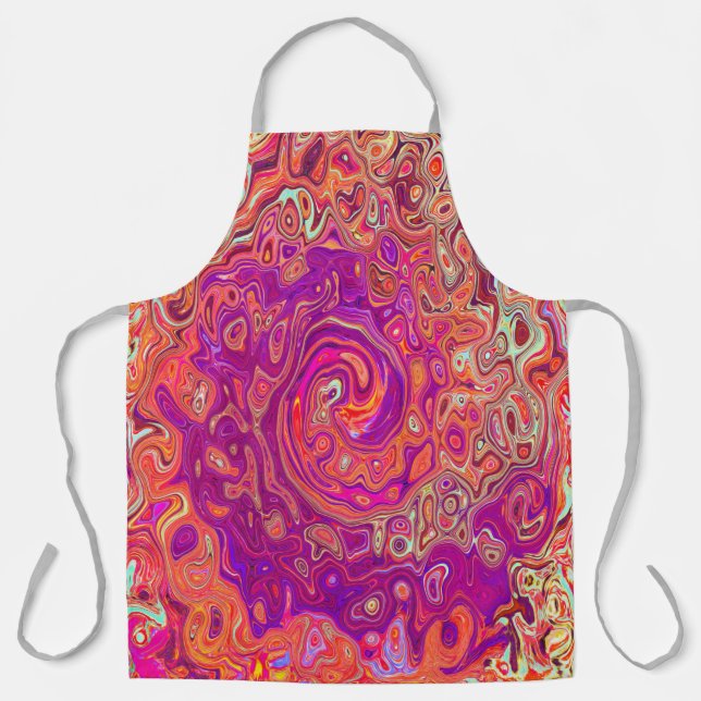 Retro Abstrakt Coral und Lila Marmorwirbel Schürze (Vorderseite)