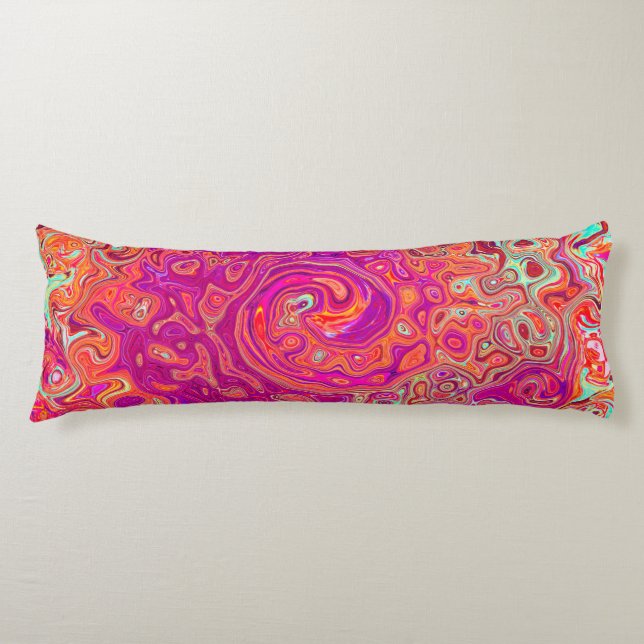 Retro Abstrakt Coral und Lila Marmorwirbel Seitenschläferkissen (Vorderseite)