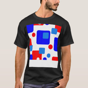 Retro Abstrakt Dream Space Blue Red auf White T-Shirt