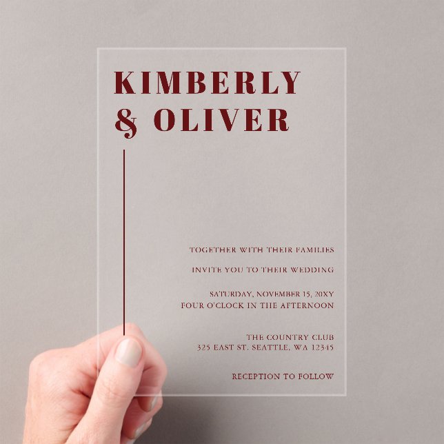 Retro Abstrakt Earthy Terracotta Orange Wedding Acryleinladungen (Insitu (Handheld))