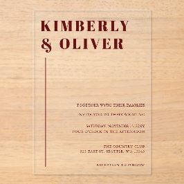 Retro Abstrakt Earthy Terracotta Orange Wedding Acryleinladungen