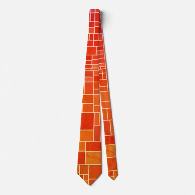 "Retro Abstrakt Geometric" Herren Orange Gold Spaß Krawatte (Vorderseite)