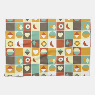 Retro Abstrakt geometrisches Muster braun Geschirrtuch