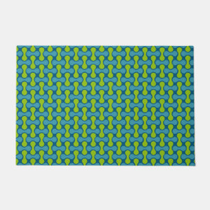 Retro Abstrakt geometrisches Muster in Blau und Gr Fußmatte