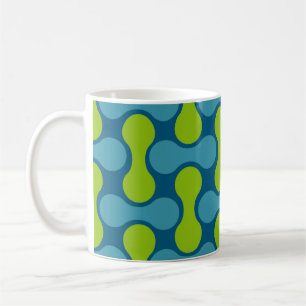 Retro Abstrakt geometrisches Muster in Blau und Gr Kaffeetasse