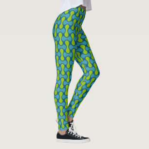 Retro Abstrakt geometrisches Muster in Blau und Gr Leggings