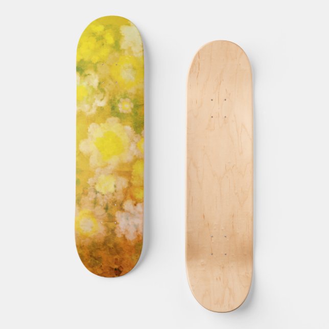 Retro Abstrakt salzige Aquarellmalerei Skateboard (Vorderseite)