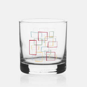 Retro Abstrakt Squares Red Blue Green Yellow MCM Whiskyglas