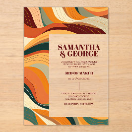 Retro Abstrakt Terracotta Orange Wedding Acryleinladungen