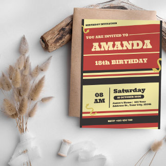 Retro Abstrakt Vintag 18. Geburtstag Einladung