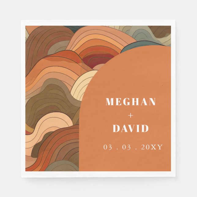 Retro Abstrakt Wave Arch Gran Café Al Porto Serviette (Vorderseite)