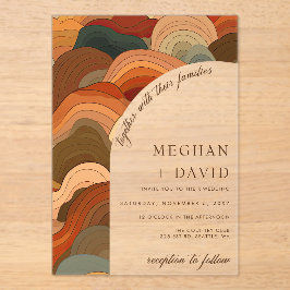 Retro Abstrakt Waves Terracotta Hochzeit Acryleinladungen