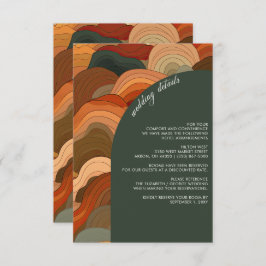 Retro Abstrakt Waves Terracotta Hochzeit Begleitkarte