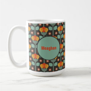 Retro Abstrakte Aquamarine Goldblume Kaffeetasse