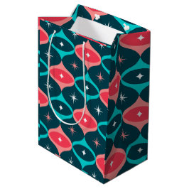 Retro Abstrakte Aquamarine und Korallengeschenktüt Mittlere Geschenktüte