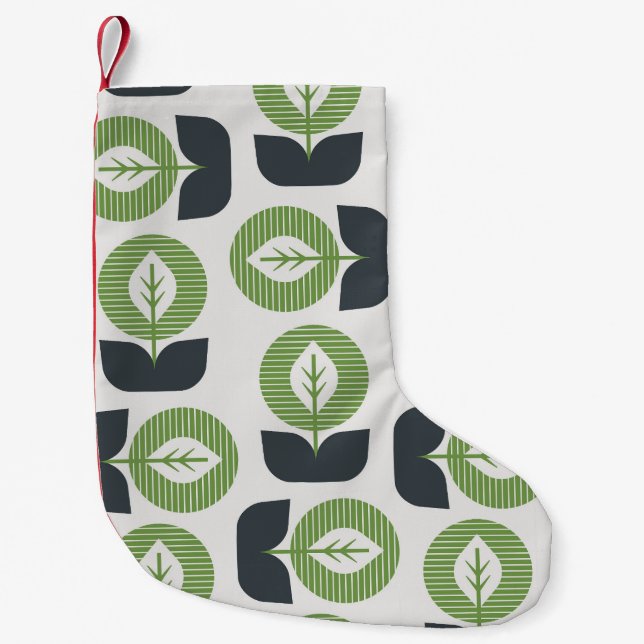 Retro Abstrakte Blätter: Nahtloser Vintager Stil Kleiner Weihnachtsstrumpf (Vorderseite)