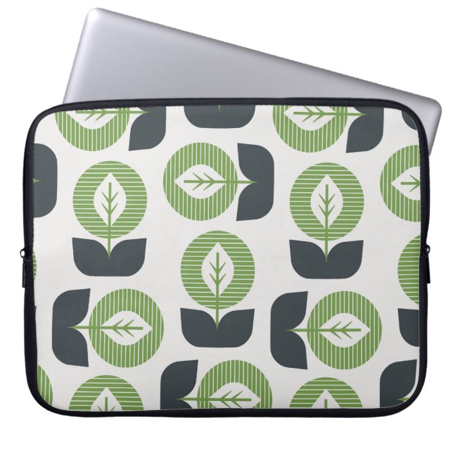 Retro Abstrakte Blätter: Nahtloser Vintager Stil Laptopschutzhülle (Vorderseite)