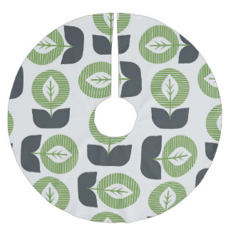 Retro Abstrakte Blätter: Nahtloser Vintager Stil Polyester Weihnachtsbaumdecke