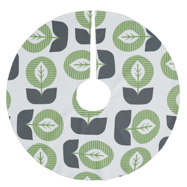 Retro Abstrakte Blätter: Nahtloser Vintager Stil Polyester Weihnachtsbaumdecke (Vorderseite)