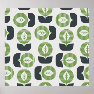 Retro Abstrakte Blätter: Nahtloser Vintager Stil Poster