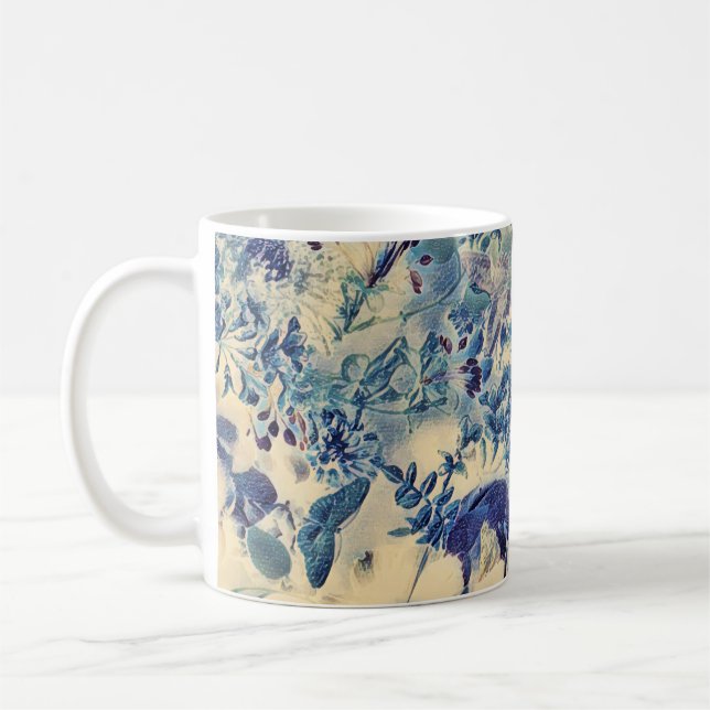 Retro Abstrakte Blume Schmetterling Kunstwerk Gart Kaffeetasse (Links)