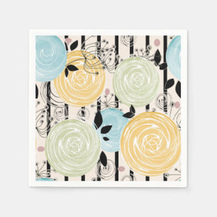 Retro, abstrakte Blume Serviette