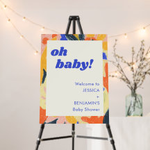 Retro Abstrakte botanische Fun Baby Dusche Willkom