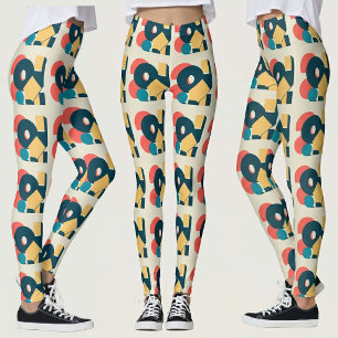 Retro Abstrakte Geometrische Risograph-Kunst-Desig Leggings