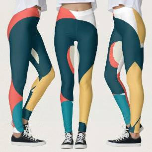 Retro Abstrakte Geometrische Risograph-Kunst-Desig Leggings