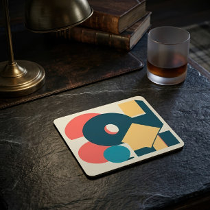 Retro Abstrakte Geometrische Risograph-Kunst-Desig Rechteckiger Pappuntersetzer