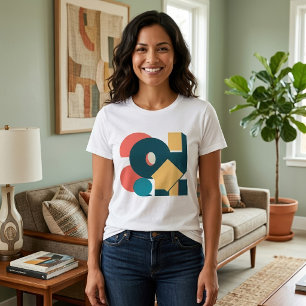 Retro Abstrakte Geometrische Risograph-Kunst-Desig T-Shirt