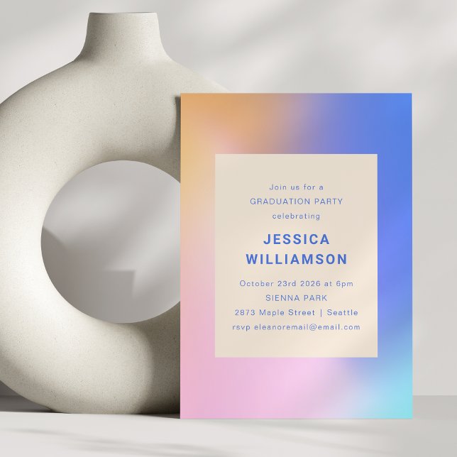 Retro Abstrakte glänzende Lila rosa Abschluss Einladung (Von Creator hochgeladen)