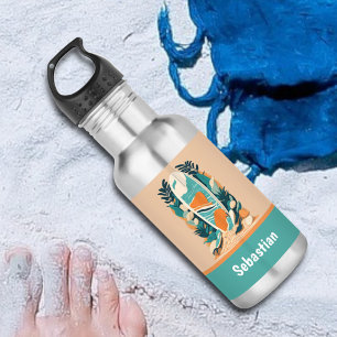 Retro-abstrakte tropische Strand-Surfboard für Tee Edelstahlflasche