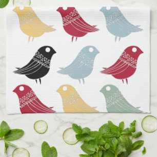 Retro Abstrakte Vögel Mitte des Jahrhunderts moder Geschirrtuch