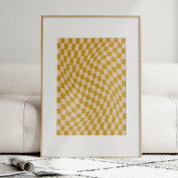 Retro-Abstrakte Wavy-Checkerboard Senf gelb