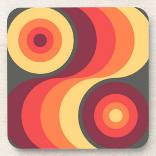 Retro Abstrakte Wavy Rainbow Squares Abstrakte Kun Untersetzer