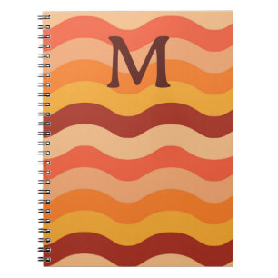 Retro abstrakte Wellen orange und gelb Monogrammie Notizblock