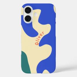 Retro Abstrakter Bio Shaping Personalisierter Name iPhone 16 Hülle