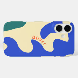 Retro Abstrakter Bio Shaping Personalisierter Name iPhone 16 Hülle