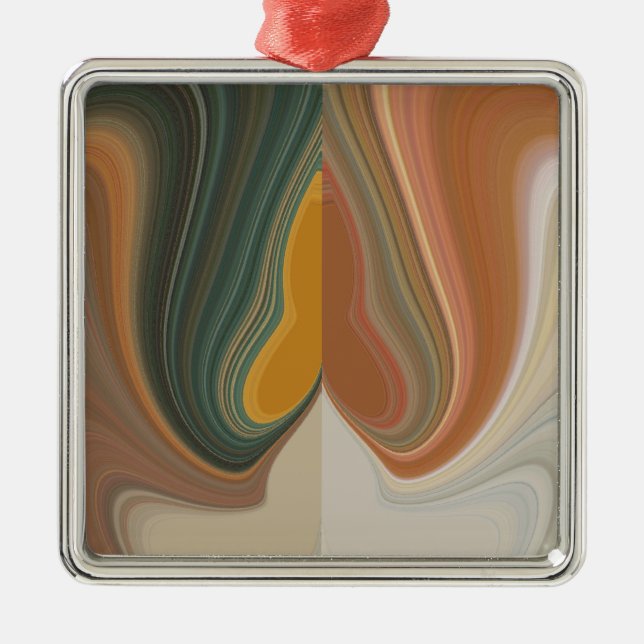 Retro-Abstrakter Kunstdruck Silbernes Ornament (Vorne)