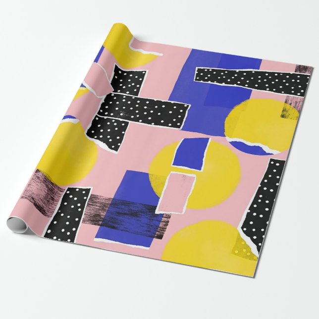 Retro Abstrakter Pinselstrich (10) Geschenkpapier (Ungerollt)
